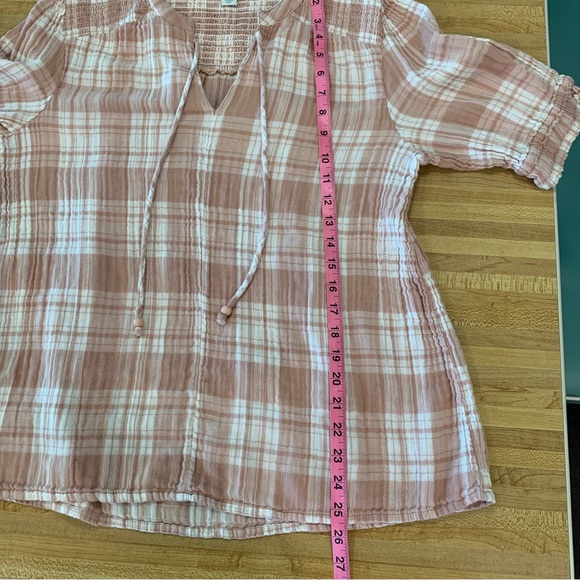 Sundance Pink Plaid Elsie Gauze Top Size L - Picture 10 of 10